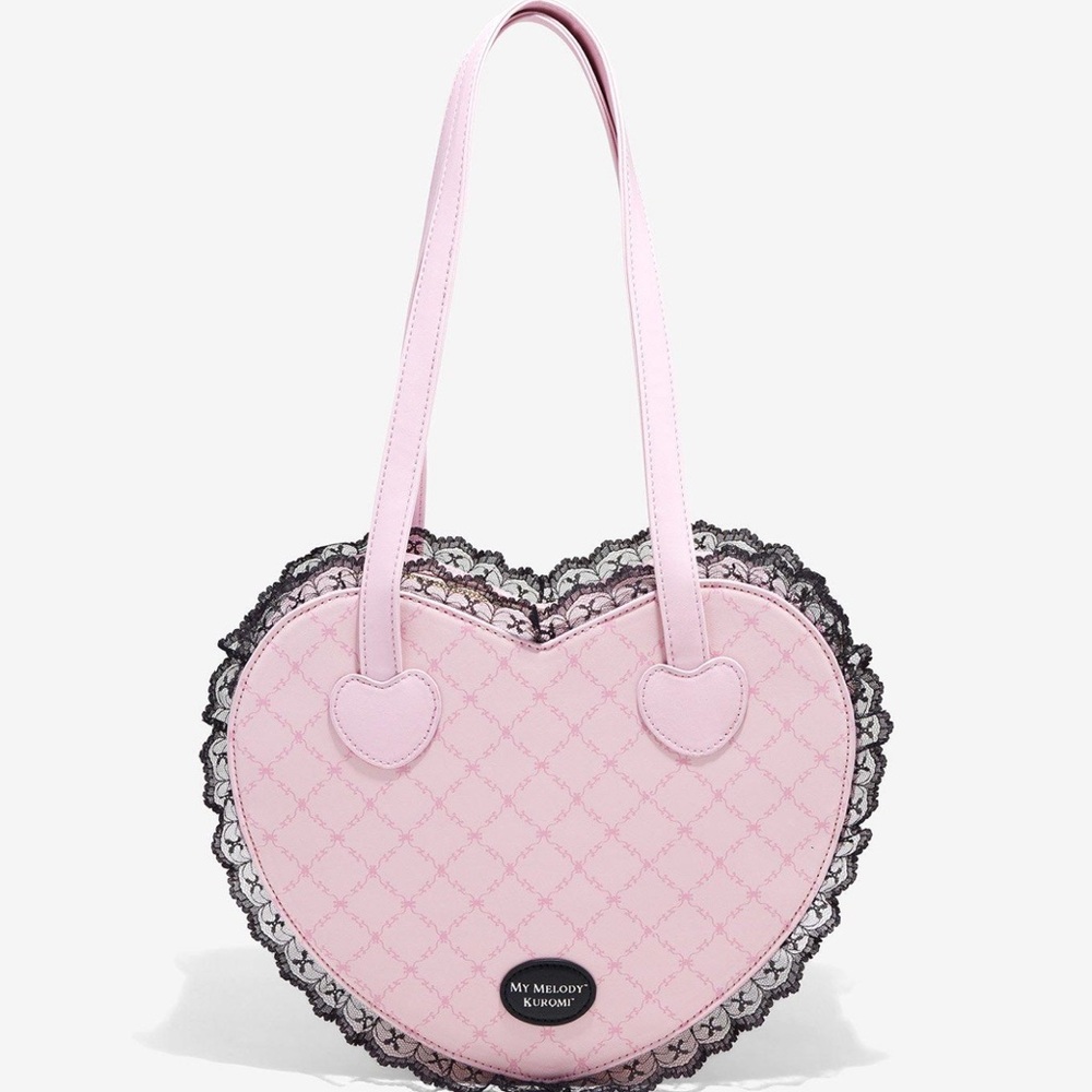 Sanrio Kuromi-My Melody Pink and Black Heart Bag with Corset Lacing - Picture 6 of 7
